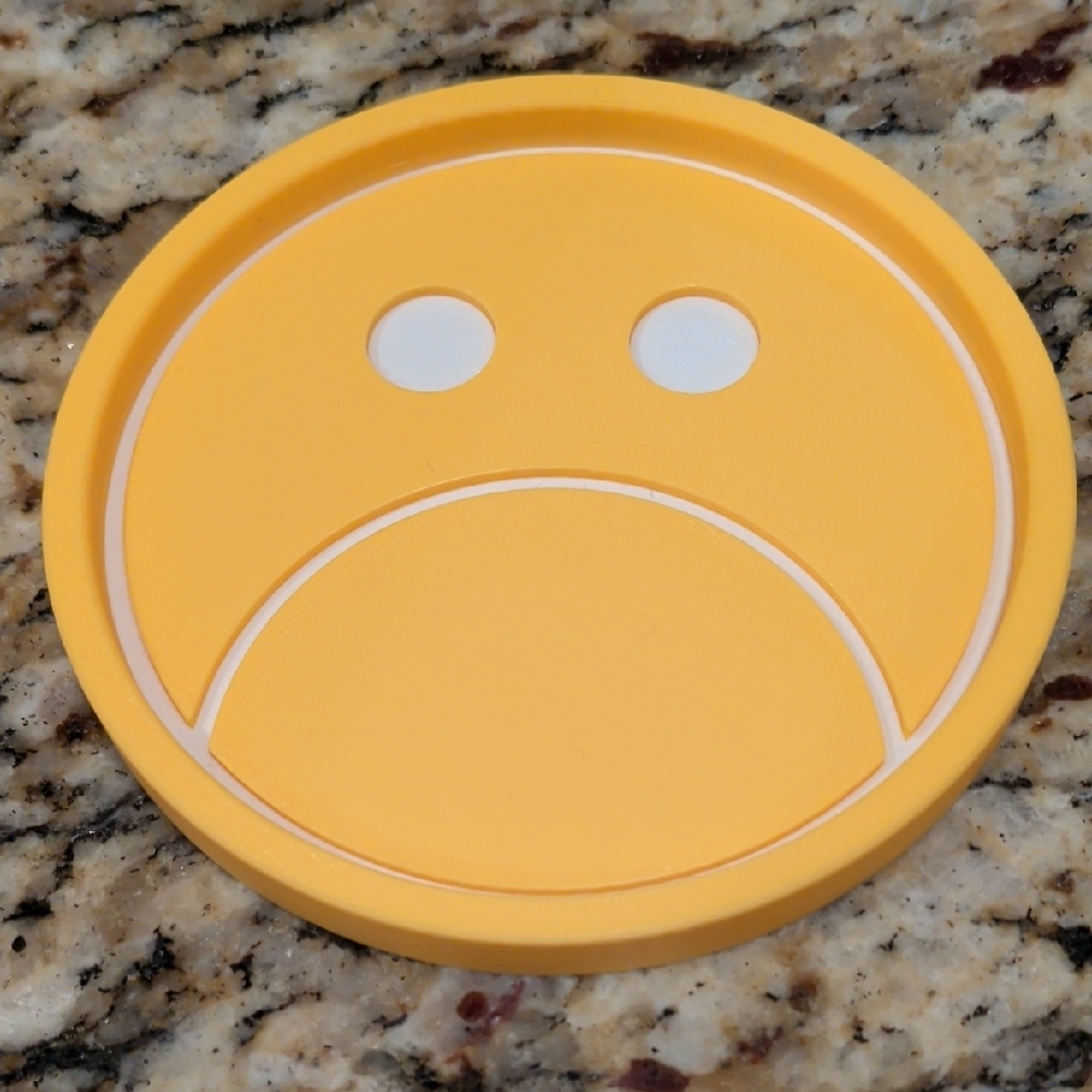 Handmade 3d Printed Yellow Smiley Face Coaster